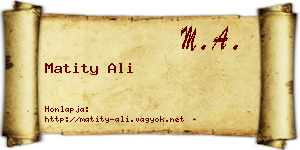 Matity Ali névjegykártya